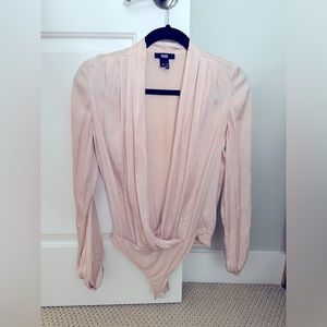 Long Sleeve Pink Silk Paige Body Suit